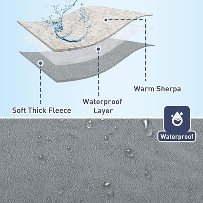 Kritter Planet Waterproof Dog Blankets for Small Dogs, Puppy Blankets for Litter, Cat Blankets for Indoor Cats Washable, Reversible Fleece Pet Mat for Crates, Car Seats, and Furniture