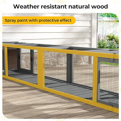 COZIWOW Wooden Cat Play Tunnel with Platforms | Configurable Window Catio | Multi-Combination Extendable Cat Run for Indoor/Outdoor Use | Small Pet Play Enclosure