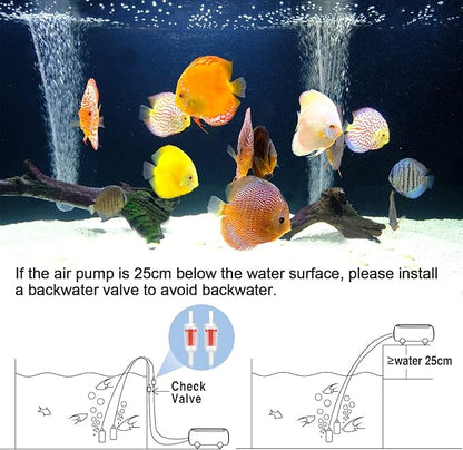 AQQA Aquarium Air Pump,3.5W 5W Dual Outlet Oxygen Pump with 2 Air Stone,Adjustable Air Valve Quiet Bubbler Pump,Up to 160 Gallon Fish Tank (3.5w)