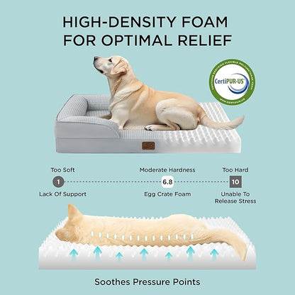 Bedsure L Plus Orthopedic Dog Bed for Large Dogs - Washable Dog Cat Bed Waterproof, L Plus Big Comfort Dogs Couch Sofa with Washable Removable Cover, Pet Bed with Nonskid Bottom, Cooling Blue, 38"