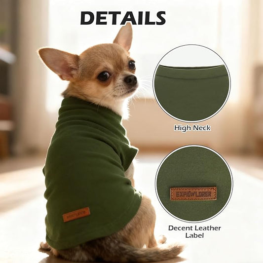 EXPAWLORER Soft Cat Sweater - Sweaters for Cats Only Warm Kitten Clothes, Fall and Winter Pet Coat Pullover Design, Fleece Sweatshirt Clothing Also for Puppy Small Dogs, Army Green L