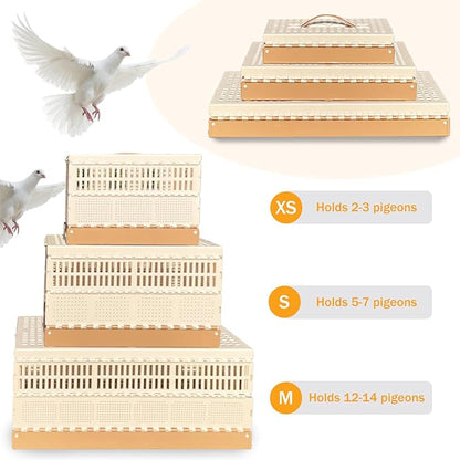 Folding Pigeon Cage Racing Pigeons Travel Cage Pairing Cage Plastic Three Doors Nest Box for Training and Release, Competition(L)