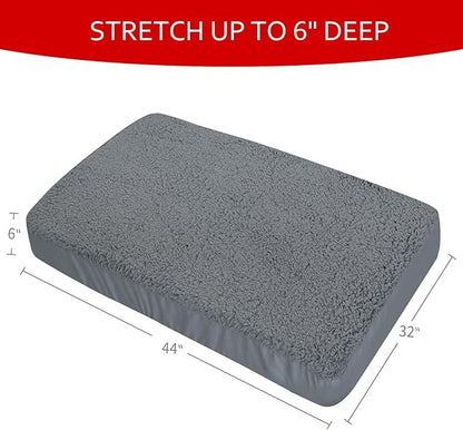 Dog Bed Covers 2 Pack Soft Plush Replacement Washable, Waterproof Pet Mattress Bed Liner Grey 44x32 Inches, for Dog/Cat, Cover Only