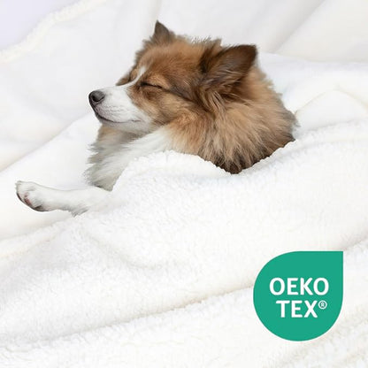 Waterproof Dog Blanket for Medium Dogs - Reversible Washable Pet Blanket, Soft Sherpa Fleece Furniture Protector, Cat Throw Bed Couch, Cream, 30"x40"