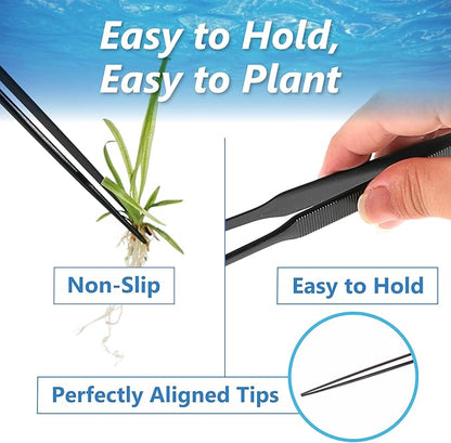 Long Tweezers for Aquascaping, 2 Pack 25cm / 9.8in Fine Tip 1mm – Tools for Aquarium Plants, Terrariums, Fish Tank & Reptile Feeding