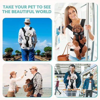 Dog Carrier Backpacks, Adjustable Dog Backpack Carrier, Legs Out Easy-fit Dog Chest Carrier for Medium Small Dogs, Hands Free Dog Front Carrier for Hiking, Cycling（Black S）