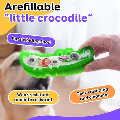A refillable chew Toy for Small, Medium, and Large Dogs. A Three-in-one Indestructible chew Toy for Frozen Yogurt, Teething, and nibbling. Updated with a grooved Design.(Large)