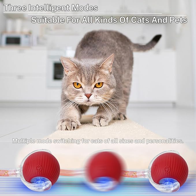 New Upgraded Cat Ball Toy - Speedy Tail 3.0 Cat Toy, Interactive Cat Toy Ball, Stimulating Toys and Juguetes para Gatos, Cat Toys for Bored Indoor（Sound Switchable） (Green)