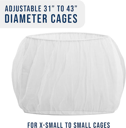 Universal Bird Cage Seed Catcher Universal Mesh Skirt Cover Stretchy Small Animal Cages Cover Pet Removable Durable Protector (White, Extra Small)
