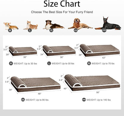Orthopedic Dog Bed Medium Size Dog with Pillow 30''X20'', Waterproof Soft Comfortable Egg Crate Foam Pet Crate Beds Mat with Removable Washable Cover and Non-Slip Bottom, Taupe