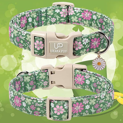 St. Patrick's Day Dog Collar, UP URARA PUP Shamrock Adjustable Pet Collar with Quick Release, St. Patrick's Day Dog Accessories for Small Medium Large Dogs