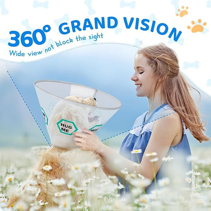 Supet Dog Cone Collar After Surgery to Stop Licking: Adjustable Recovery Elizabeth Collar Alternative for Large Medium Small Dogs, Plastic Pet Head Neck Cone (2XL)