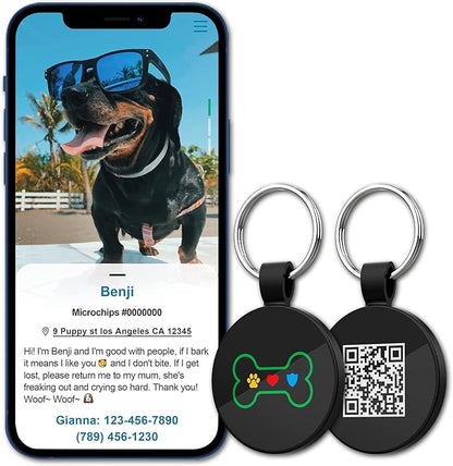 MYLUCKYTAG QR Code Pet ID | Personalized Dog & Cat Collar Tag | Online Profile with Instant Scanned Location Alert Email