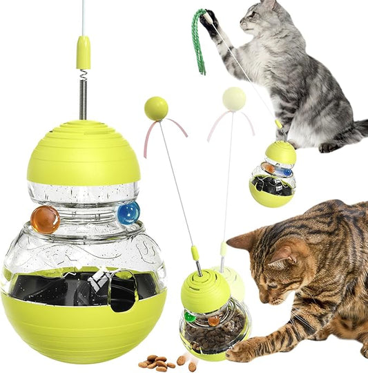 Cat Toy for Indoor Cats Wobble Treat Dispenser Ball Kitten Food Dispenser & Puzzle Feeder Balls & Enrichment Toys & Mental Stimulation Interactive Brain Game