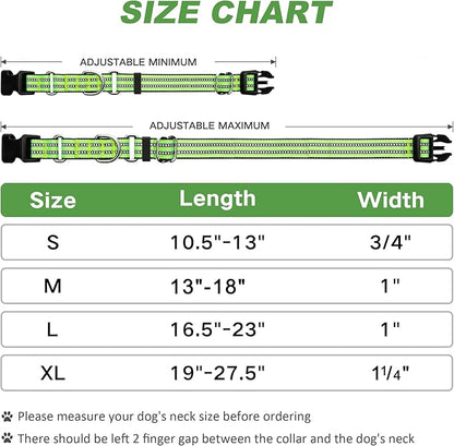 Martingale Dog Collar, Adjustable Nylon Reflective Collar with Buckle No Pull Dog Collar for Small Medium Large Dogs (Lime Green Small)