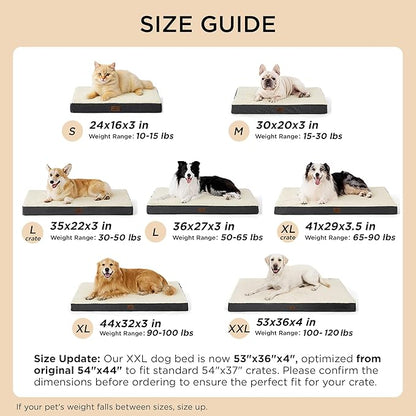 Bedsure XL Dog Bed for Crate - Large Comfy Flat Pet Beds with Removable Washable Cover, Orthopedic Egg Crate Foam Crate Mat, Suitable for Pet Up to 90 lbs