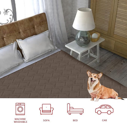 Moonsea Waterproof Blanket Dog Bed Cover with Non-Skid Bottom, Couch Cover for Dogs, Mattress Protector Furniture Protector, Bed Couch Sofa(68" X 82"), Chocolate