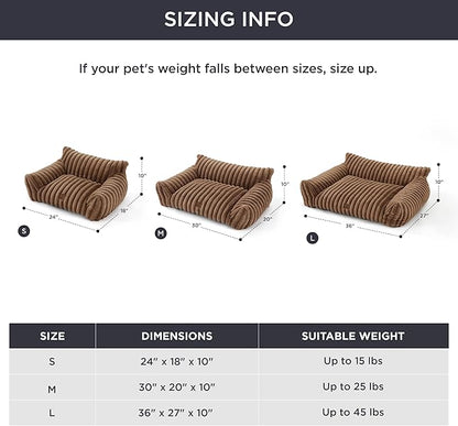 Bedsure ComfyFleece™ Cute Cat Couch for Pets - As Seen on TV on Good Day New York, Small Medium Dog Bed, Supportive Couch Bed for Small Dogs, 30 Inch, Camel Brown