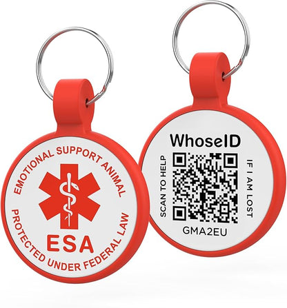 ESA Dog Tag, QR Code Dog Tag, Modifiable Free Pet Online Profile, Scannable QR Code, Scan QR Send Instant Location Alert Email, Silicone Lightweight ID Tag for Dog and Cat (Red, Small)