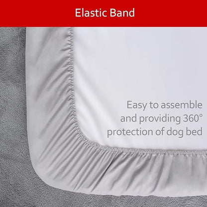 Waterproof Dog Bed Covers Replacement Washable Pet Hair Easy to Remove, Noiseless Quilted Puppy Pet Bed Cover Lovely Grey Star Print 30x20 Inches, for Dog/Cat, Cover Only