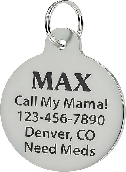 Bad Tags Personalized Dog and Cat ID Tags in 25+ Designs and 2 Sizes - 5 Lines of Custom Engraved Text - Funny Cute Personalized Pet Tags (Land Shark, Large (1.25 inch))