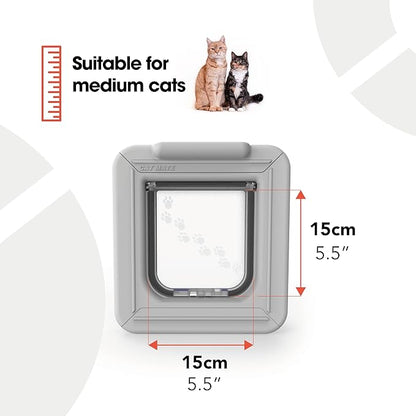 Cat Mate Elite I.D Disc Cat Flap with Timer Control (305) - Compatible with Pet Mate I.D Discs, for Small to Average Sized Cats, for Glass, UPVC, Walls and Wood, White