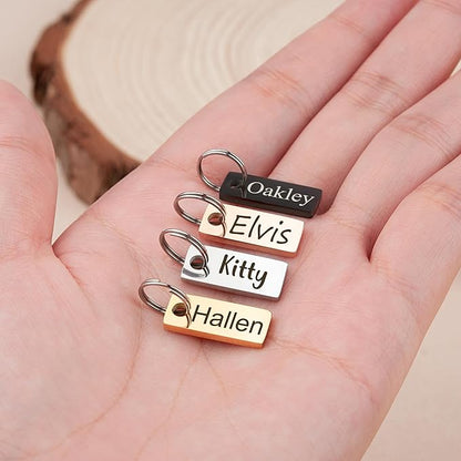 Anavia Small Size Dog Cat ID Tags, Small/XS Personalized Color Plated Stainless Steel Puppy Kitten Name Tags, Customized Engraved Nameplate Pet Collar Tag (Purple, XS-Rectangle)