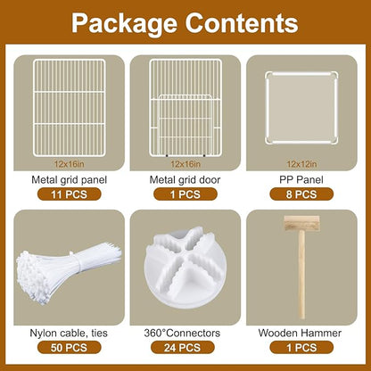 20 Panels Small Animal Playpen, Pet Playpen, C&C Cage for Guinea Pigs, Rabbit/Bunny Cage, Puppy Play Pen, Indoor Outdoor Portable Metal Wire Yard Fence(White)