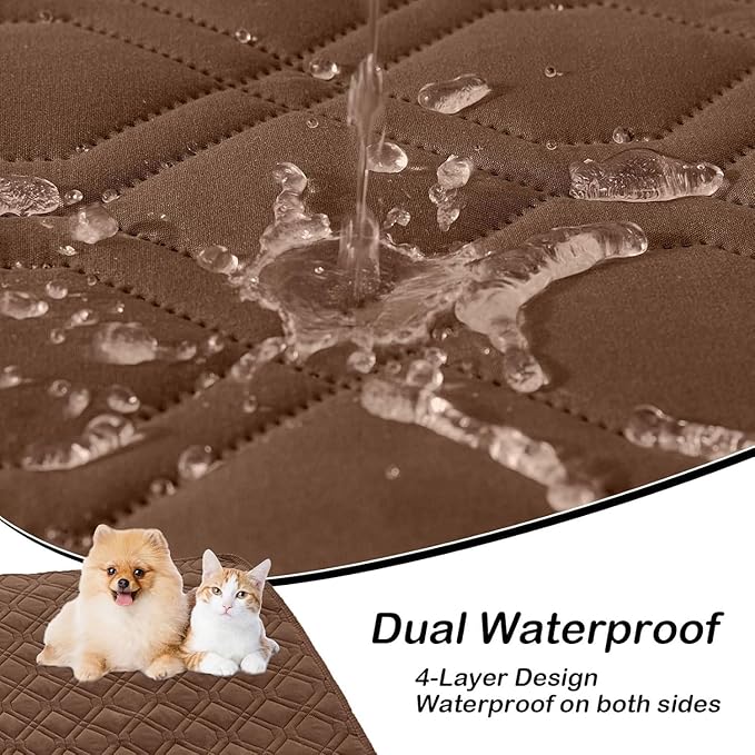 hyha Waterproof Dog Bed Blanket, Soft Pet Blankets, Waterproof Couch Cover for Dogs, Reversible Sofa Covers Washable for Furniture (40x90 Inch, Brown/Beige)