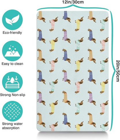 Dachshund Dog Food & Water Mat, Pet Feeding Mat for Floor Non-Slip Waterproof, Super Absorbent Cat Bowl Mat, Easy to Clean Eco-Friendly Durable Pet Placemat,12" × 20"