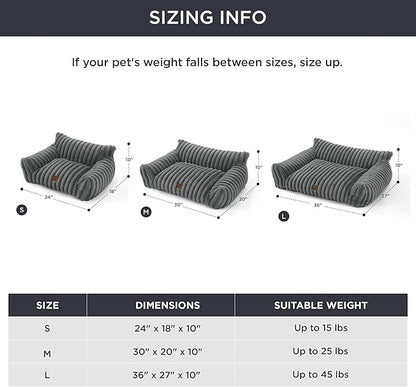Bedsure ComfyFleece™ Cute Dog Couch for Medium Dogs - As Seen on TV on Good Day New York, Dog Couch Bed with Removable, Washable Cover, Supportive Pet Sofa, for Medium Large Dogs, 36inch, Warm Grey