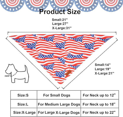 PTDECOR American Flag Dog Bandana 4th of July Dog Puppy Scarf Reversible Red Blue Patriotic Bandanas for Small Dogs Pets (Blue & Red, Small)