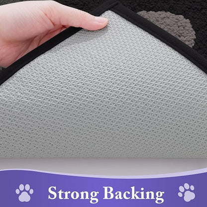Buganda Dog Door Mat for Muddy Paws, Absorbent Dirt Trapper Non Slip Indoor Doormats, Washable Low-Profile Mat for Mud Dogs, Entryway Carpet for Inside Floor (36x24 Inches, Black and Grey)