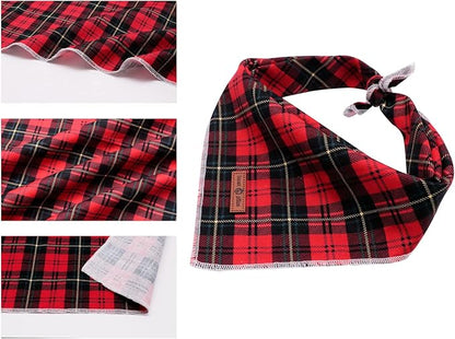 Lionet Paws Christmas Dog Bandana Washable Cotton Handkerchief Scarf Triangle Bandana for Small Medium Large Dogs Girl Boy