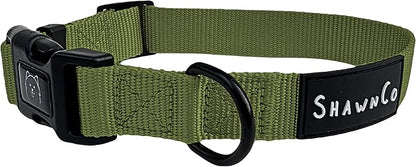 ShawnCo Dream Walk Dog Collar- Premium, Adjustable and Comfortable Pet Collar for Small, Medium, Large and Extra Large Dogs (M, Olive Green)
