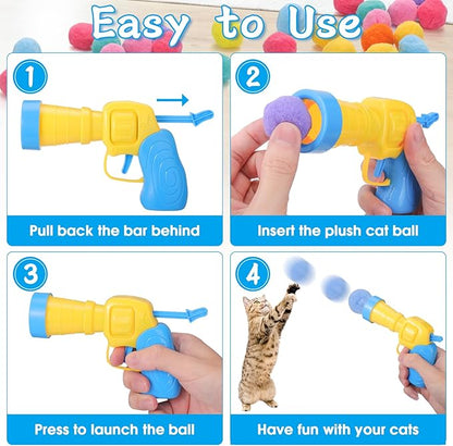 Mity rain Cat Ball Pit with Balls Included, Interactive Cat Toy for Indoor Cats, Blue