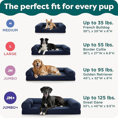 FurHaven Classic Sofa Orthopedic Dog Bed for Large Dogs, Egg Crate with a Solid Orthopedic Foam Base for Joint Support, Removable Washable Cover, Jumbo Plus XXL, Quilted Sofa, Silver Gray