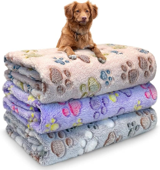 Dog Blankets for Medium Large Dogs Washable, 3 Pack Pet Blanket Washable 41" x 31", Fuzzy Soft Puppy Throw Cover for Kennel Crate Bed