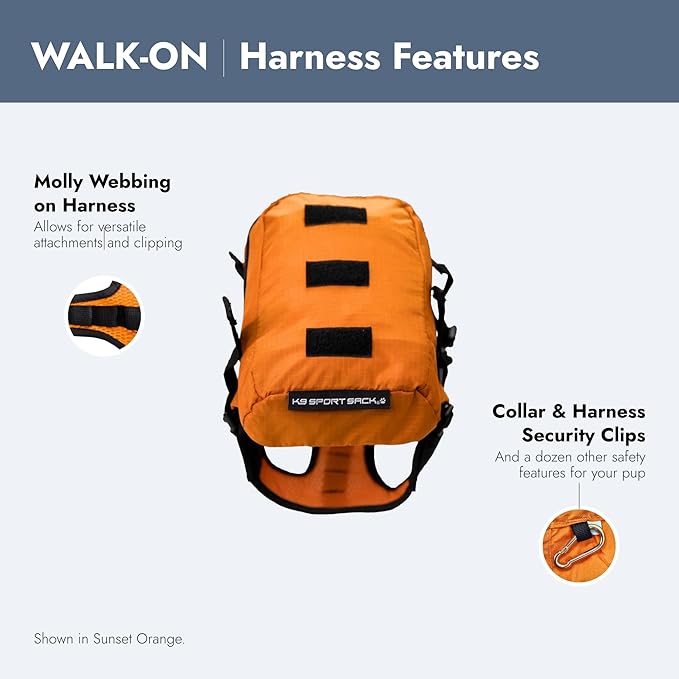 K9 Sport Sack Walk-On - Small, Anthracite Black - Ideal for Dogs with 13-16” Back Length - Lightweight, Packable, Backpack-Style Carrier - Includes Compatible Harness & Storage Bag