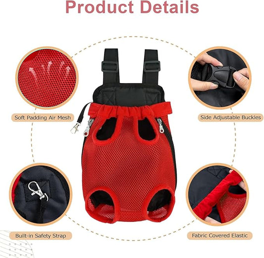 Dog Carrier Backpack, Adjustable Puppy Front Carrier Backpack, Ventilated Dog Chest Carrier for Hiking Camping Travel, Sling Bag for Small Medium Dog Cat Rabbit Puppies, Suit 9-13 lbs (Black, L)