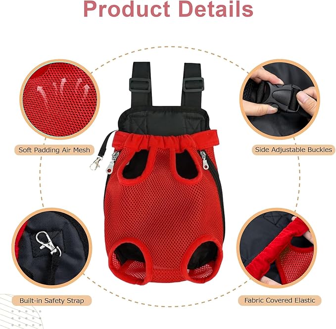 Dog Carrier Backpack, Adjustable Puppy Front Carrier Backpack, Ventilated Dog Chest Carrier for Hiking Camping Travel, Sling Bag for Small Medium Dog Cat Rabbit Puppies, Suit 9-13 lbs (Blue, L)