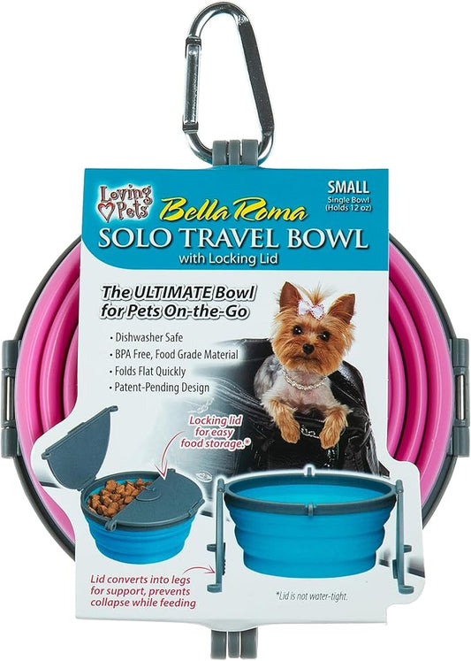 Loving Pets Bella Roma Collapsible Dog Bowls - Silicone Dog Bowls, Foldable Bowl, Puppy Essentials & Hiking Pet Supplies Great for Home & Travel (Pink, Small)