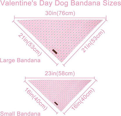 Spring Dog Bandana, UP URARA PUP Strawberry Triangle Bid Scarf for Medium Large Dogs, Cotton Kerchief for Girl Boy Puppies, Cute Spring Pink and White Bandana,S