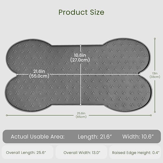Dog Food Mat Anti-Slip Silicone Dog Bowl Mat Thicker Pet Placemat Waterproof Cat Feeder Pad with Raised Edge Puppy Kitten Feeding Mats Suitable Small Medium-Sized Dogs Cats Eating Tray