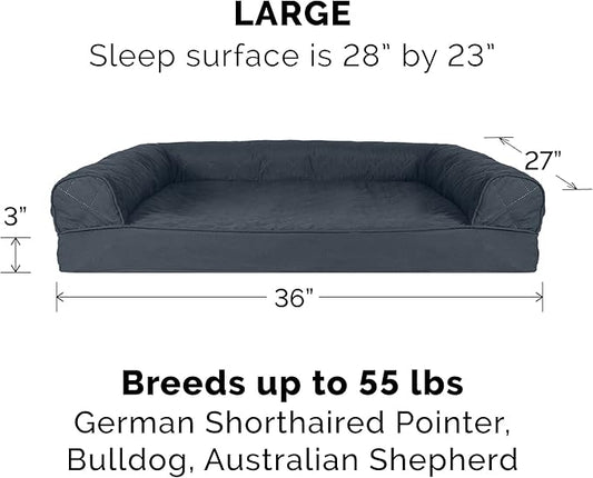 FurHaven Classic Sofa Orthopedic Dog Bed for Large Dogs, with Orthopedic Egg Crate with a Solid Orthopedic Foam Base for Joint Support, Removable Washable Cover, Large, Quilted Sofa, Iron Gray