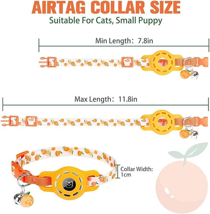 BINGPET AirTag Cat Collar with Bells, Upgraded Safety Elastic Cat Collar with Airtag Cat Collar Holder, Anti-Lost Cat Collars for Girl Boy Cats, Anti-Suffocation Kitty Puppy Collars