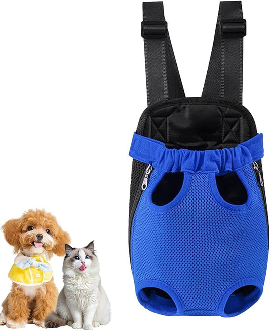 Dog Carrier Backpack, Adjustable Puppy Front Carrier Backpack, Ventilated Dog Chest Carrier for Hiking Camping Travel, Sling Bag for Small Medium Dog Cat Rabbit Puppies, Suit 5-9 lbs (Blue, M)