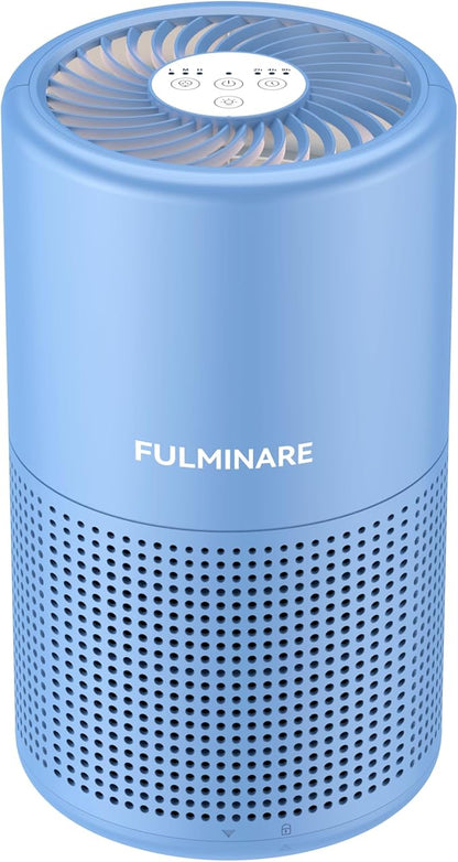 FULMINARE Air Purifiers for Home Bedroom H13 HEPA Air Purifier, 3 Speeds, Timer, 24dB, Small Mini Air Purifier with Night Light, Deep Blue