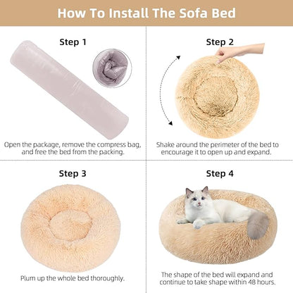 Nisrada Cat Beds for Indoor Cats,20 Inch Dog Bed for Small Melium Large Dogs, Washable-Round Pet Bed for Puppy and Kitten with Slip-Resistant Bottom