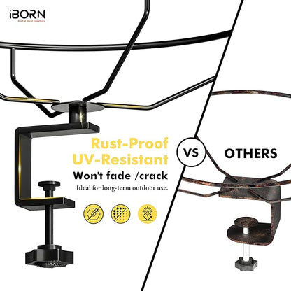 iBorn Bird Bath,Deck Mounted Bird Baths 12inch,Birdbath for Outside with Clamp 3.2inch,BPA-Free Bowl,Chew-Proof,Fully Detachable Design,Easy Clean & Refill,Gray,1 Pack（Not Include Fountain）
